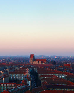 Cityscape against clear sky