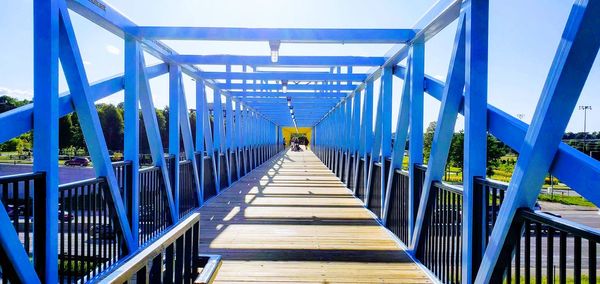 Rear view of footbridge on footpath