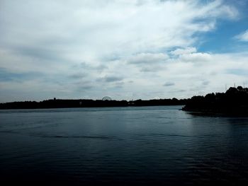 Scenic view of sea against cloudy sky