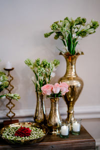 Close-up of flower vase on table