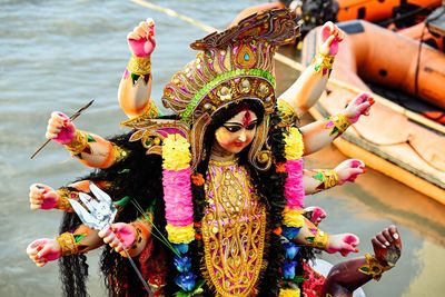 Portrait of woman with bouquet