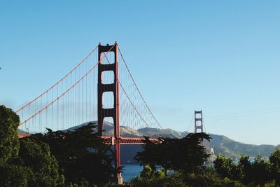 Low angle view of suspension bridge