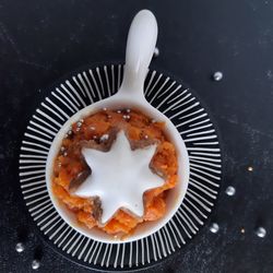 High angle view of breakfast on table