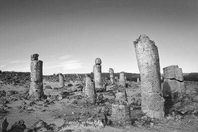 Ruined structure against sky