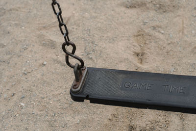 High angle view of text on playground