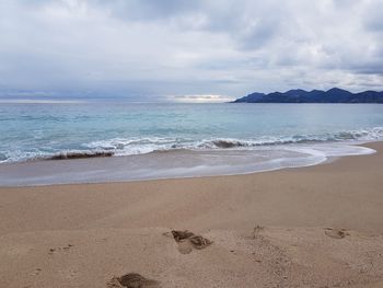 Scenic view of beach against sky