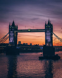 View of tower bridge over river at sunset