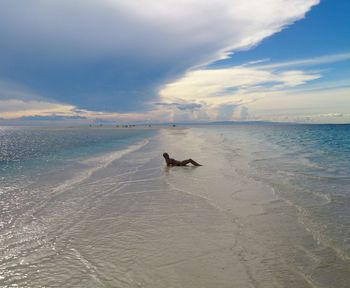View of sea against cloudy sky