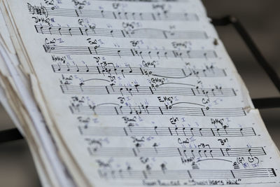 Close-up of sheet music