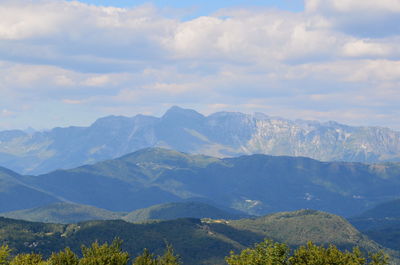 Scenic view of mountains against sky