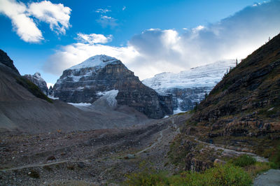 Scenic view of landscape and mountains against sky