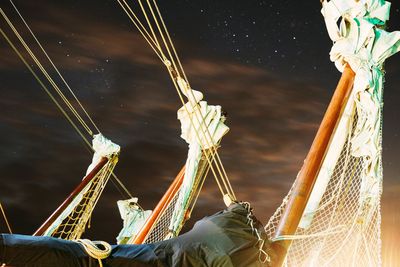 Low angle view of illuminated sculpture