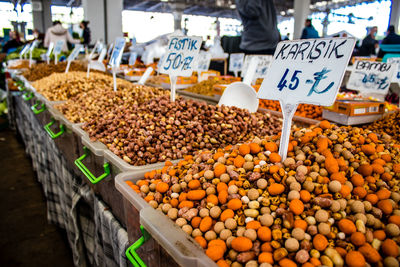 Food for sale at market stall