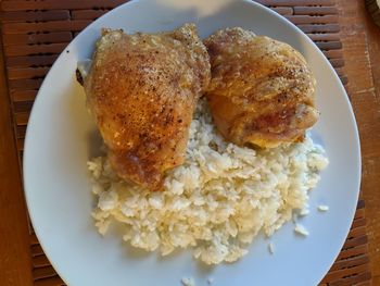 High angle view of meal served in plate