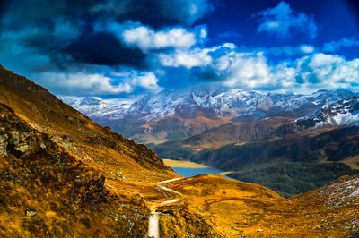 View on lake sils from the origin of the river inn