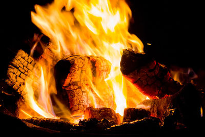 Close-up of campfire at night