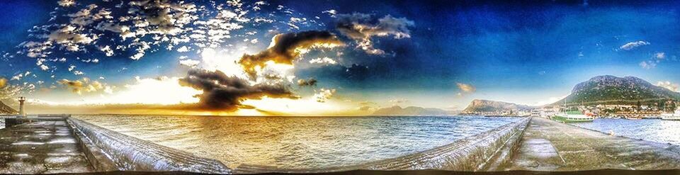 Scenic view of sea against cloudy sky