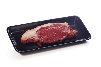 High angle view of meat on plate