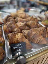 Freshly baked croissants close up