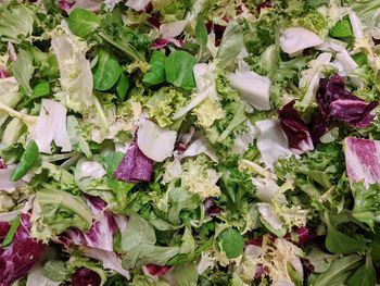 High angle view of chopped vegetables