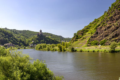 Cochem, germany, june 13, 2021. beautiful view of the hilltop castle