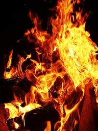 Close-up of bonfire at night