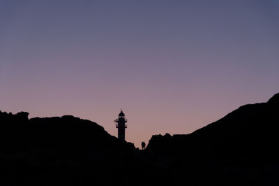 Silhouette of a tower at sunset