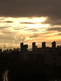 Cityscape against sky during sunset