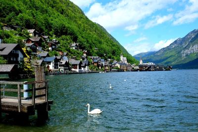 Scenic view of sea and buildings against sky