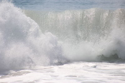 Waves splashing on shore