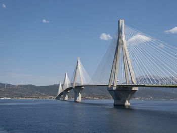 Suspension bridge over river