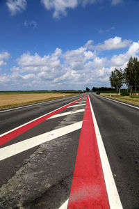 Surface level of road along countryside landscape