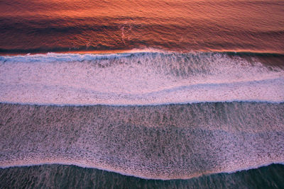 Aerial sea at sunset