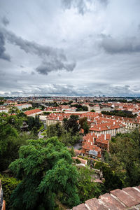 High angle view of townscape against sky