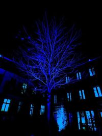 Low angle view of illuminated building at night