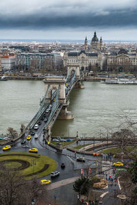 High angle view of bridge over river