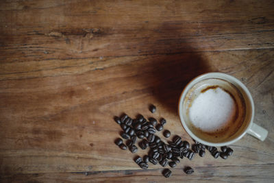 Directly above shot of coffee beans on table