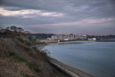 River against cloudy sky