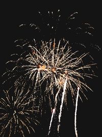 Low angle view of firework display at night