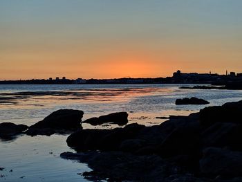Scenic view of sea against sky during sunset