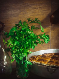 High angle view of vegetables on table