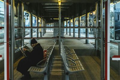 Man sitting in train