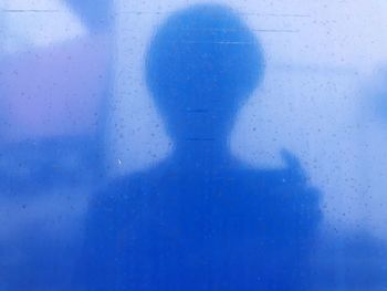 Rear view of silhouette woman in glass window