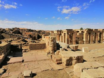 Old ruins of an ancient city from the pharaoh's reign with an astonishing sky view 