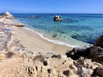 Scenic view of sea against clear sky