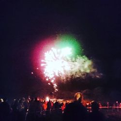 Firework display at night