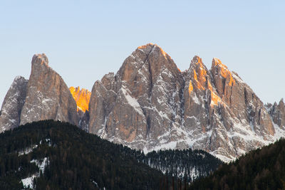 Low angle view of rock formations against sky