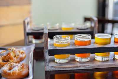 Close-up of drinks on table