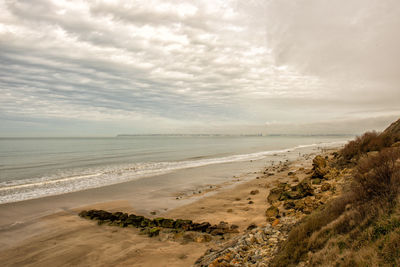 Scenic view of beach against sky