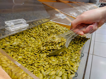 High angle view of person preparing food